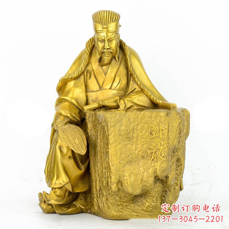 河南精致细腻的诸葛亮鎏金雕塑