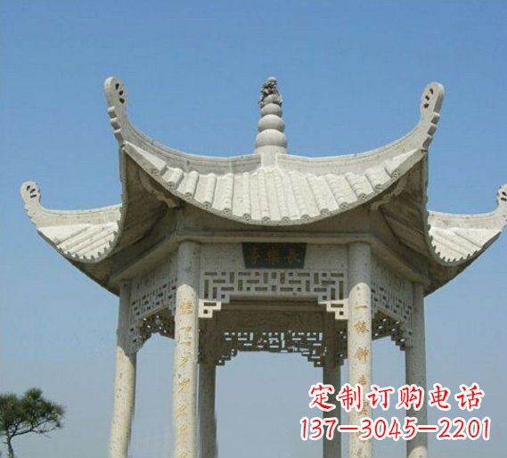 河南六角凉亭园林景观石雕