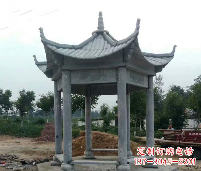 河南六角石雕凉亭 (4)