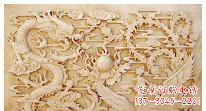 河南精美龙凤戏珠公园景观石浮雕