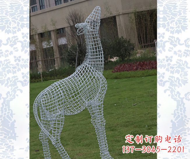 河南外观精美的不锈钢长颈鹿雕塑