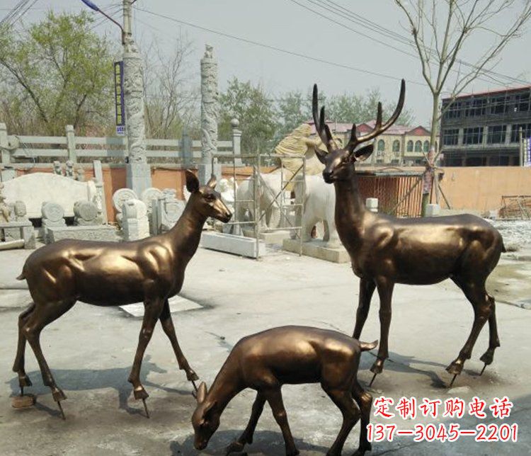 河南感受自然魅力的动物铜雕