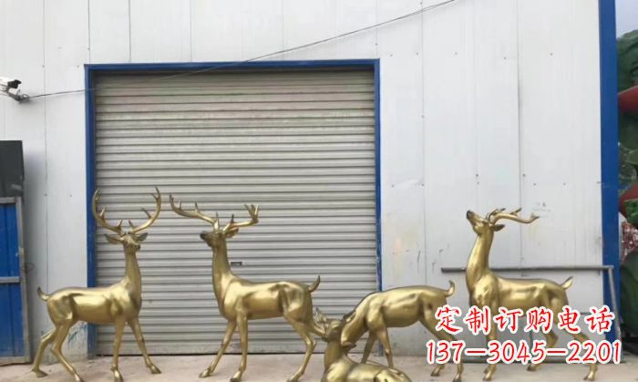 河南鹿群铜雕 (3)