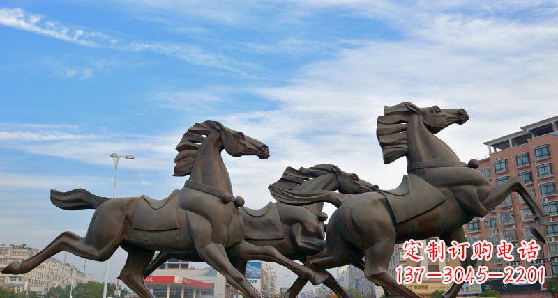 河南马广场动物铜雕塑,精致细腻魅力无穷