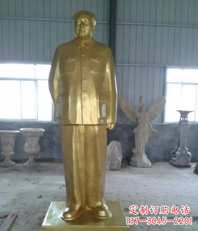 河南优雅的毛主席玻璃钢仿铜人物雕塑