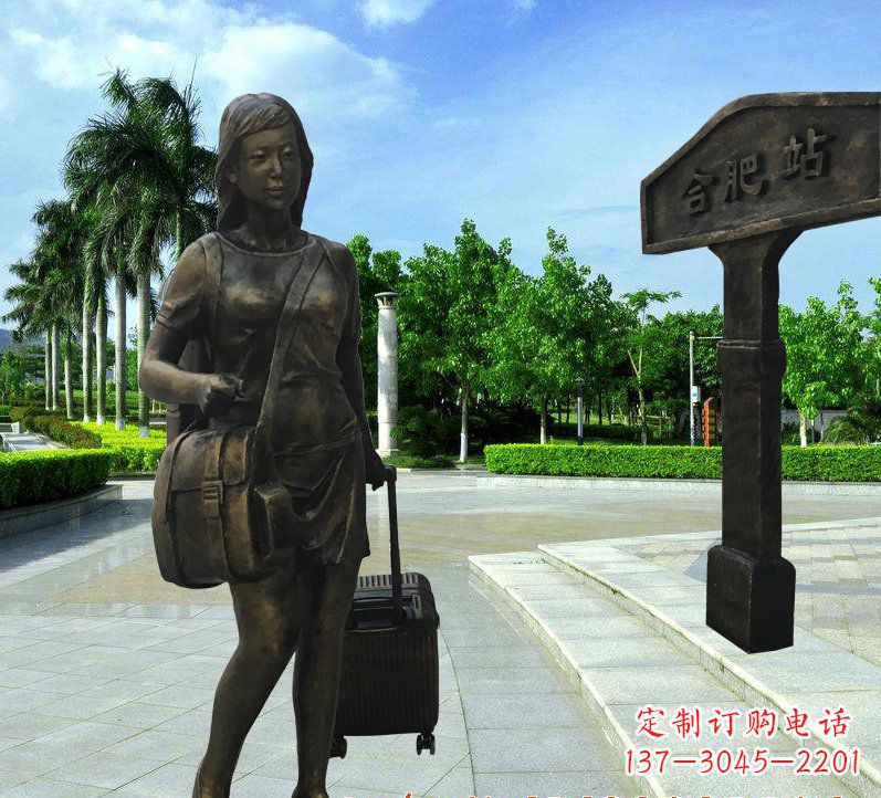 河南美貌铸就的美女铜雕