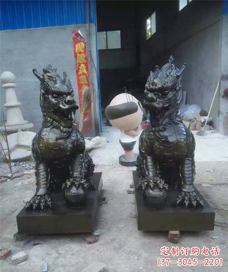 河南中领雕塑——神兽铜雕麒麟护持您的门口