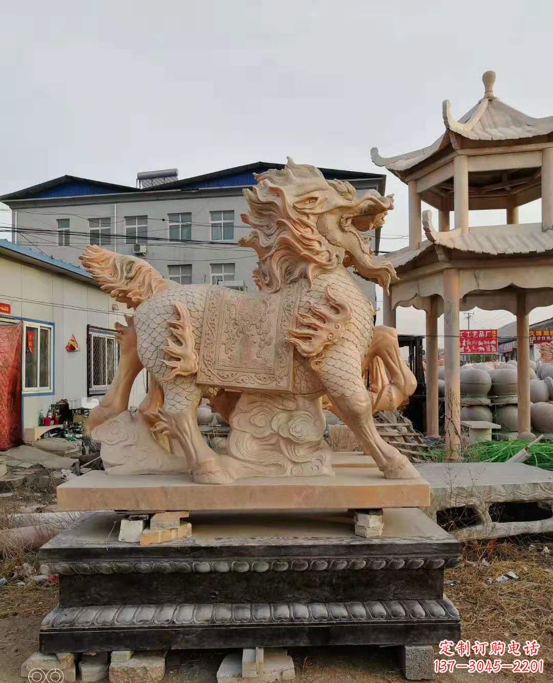 河南麒麟石雕,中领雕塑独特定制