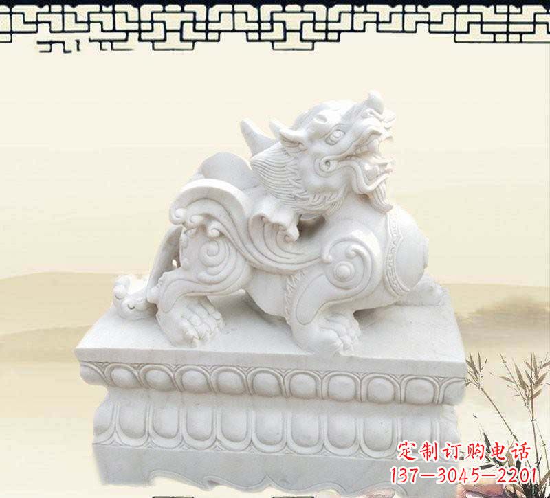 河南精美貔貅石雕雕塑,烘托家门口的神秘感