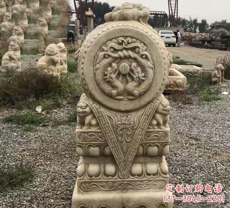 河南门口镇宅仿古门墩石雕