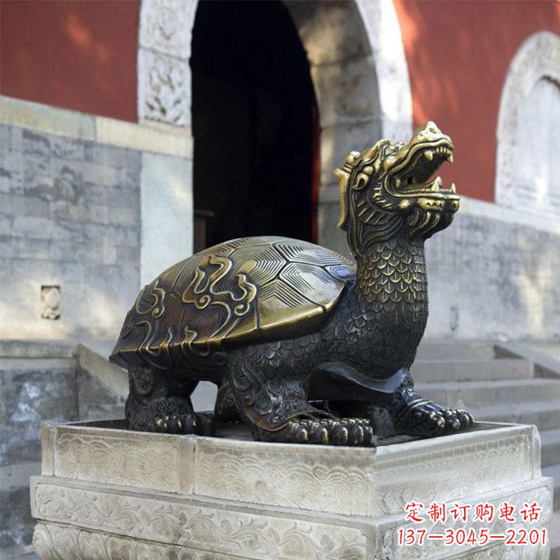 河南弥勒佛坐赑屃雕塑-寺庙大门神兽动物雕塑