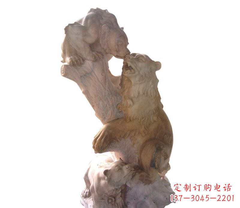 河南母子狗熊石雕公园动物雕塑