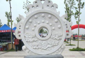 河南精雕细琢汉白玉双龙石门墩雕塑