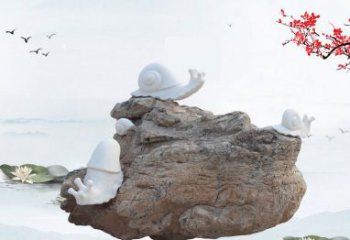 河南高雅而令人惊叹的汉白玉蜗牛雕塑
