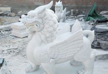 河南品质卓越的汉白玉独角兽雕塑