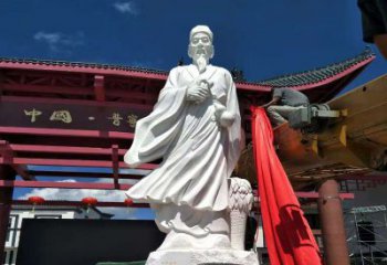 河南传承医道中的传说——李时珍汉白玉石雕像