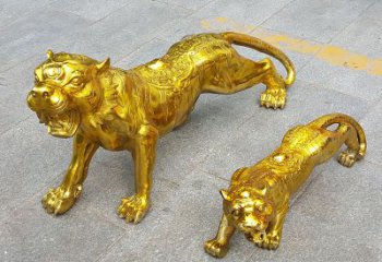河南鎏金老虎，铜雕工艺精美