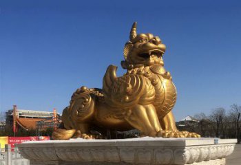 河南鎏金铜獬豸雕塑-给您的园林更多灵魂