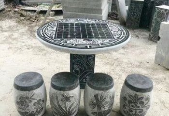 河南精美梅兰竹菊形石桌凳，无与伦比的艺术美感
