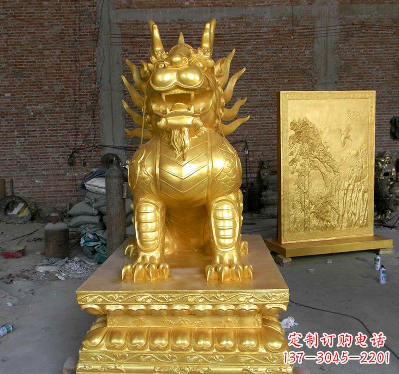 河南传统雅致,纳福麒麟铜雕精品