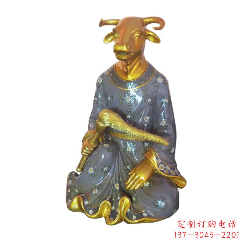 河南牛-玻璃钢彩绘生肖雕塑