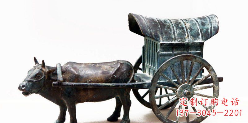 河南定制牛车景观铜雕塑