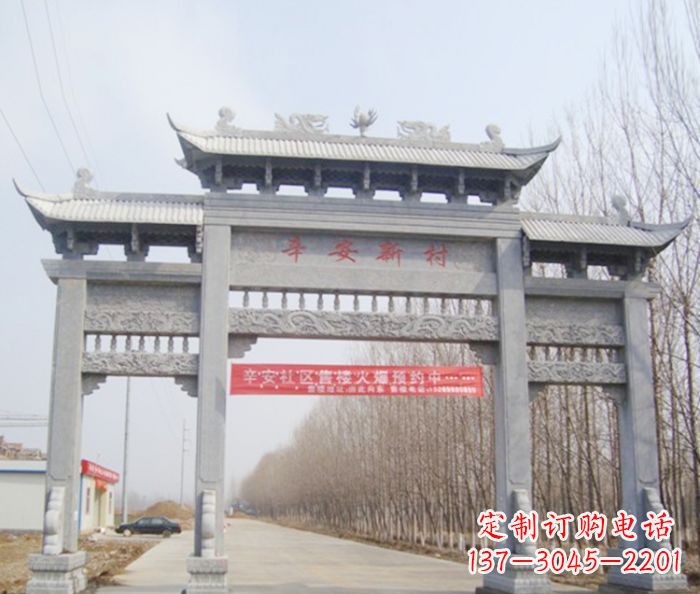 河南牌坊三门石雕,品质无双