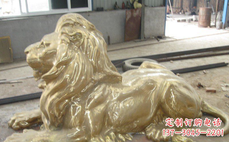河南趴着的西洋狮子铜雕 (4)