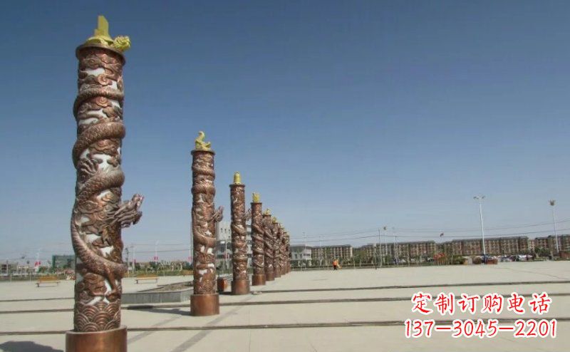 河南中领雕塑|专业定制盘龙柱广场柱子铜雕