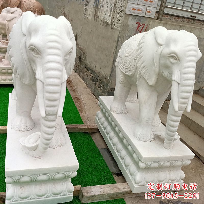 河南喷水的大象石雕