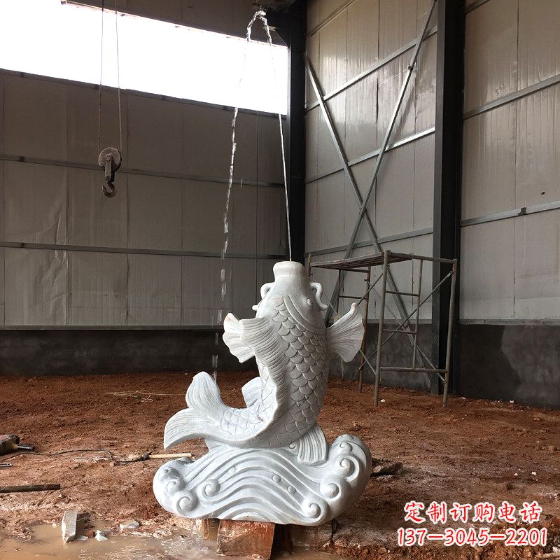 河南汉白玉石鲤鱼雕塑,让你的梦想成真!