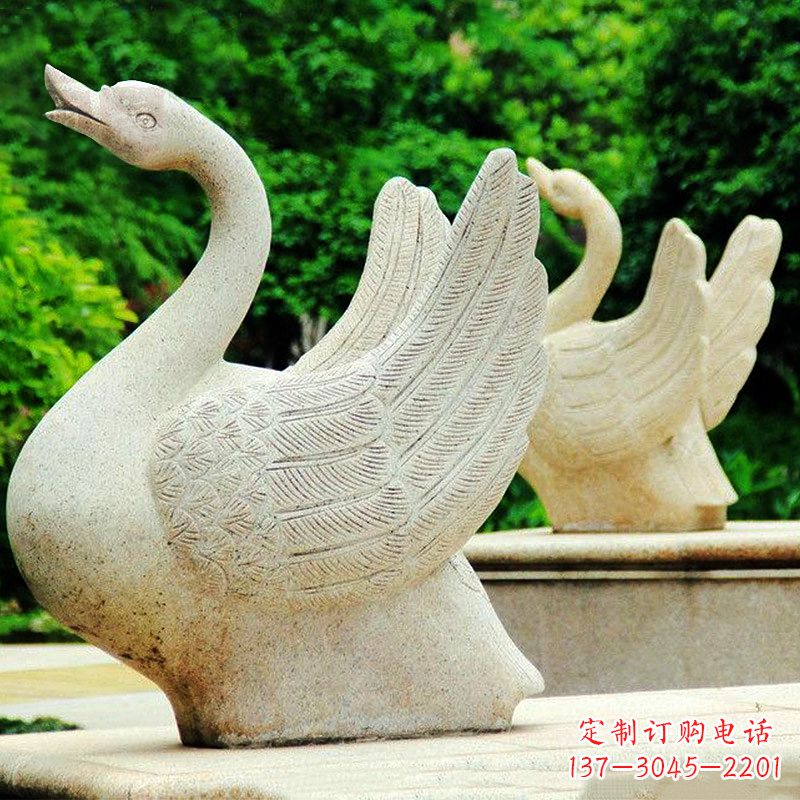 河南高雅优美的砂岩天鹅雕塑