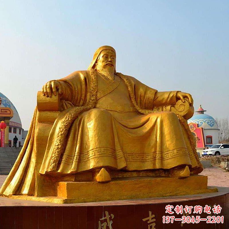 河南雕刻古代传奇军事家成吉思汗铜雕像