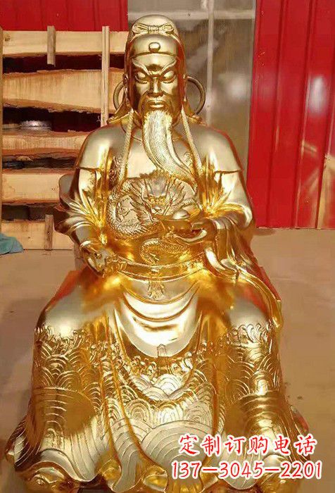 河南传承经典,漆金关公神像雕塑