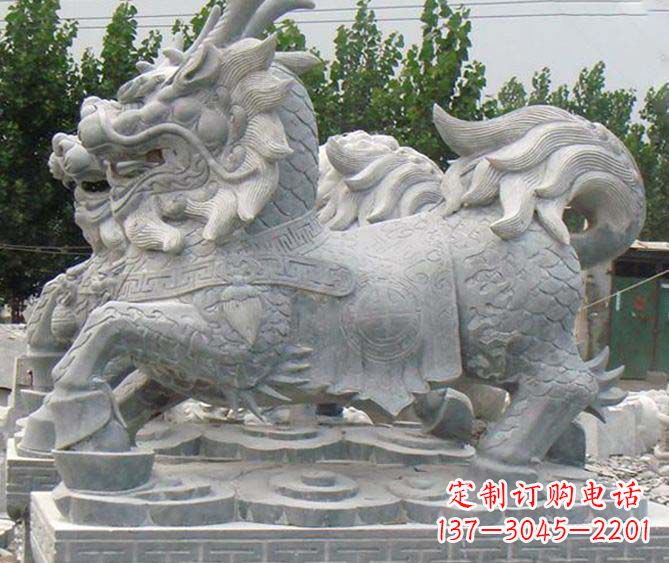 河南麒麟招财神兽石雕