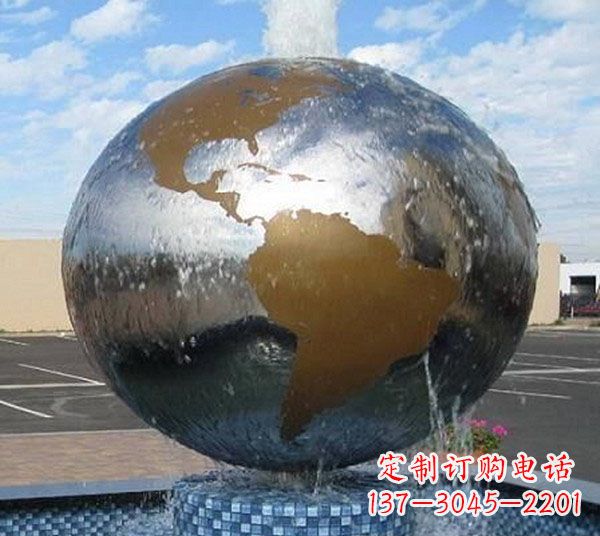 河南企业不锈钢地球喷泉雕塑