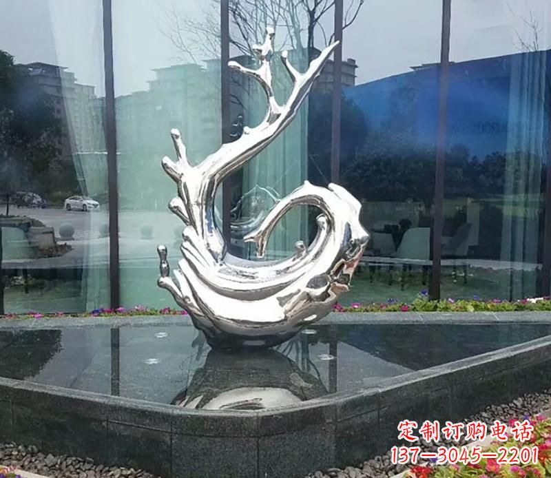 河南企业不锈钢火苗抽象雕塑