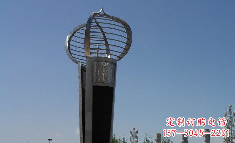河南企业不锈钢火炬形雕塑