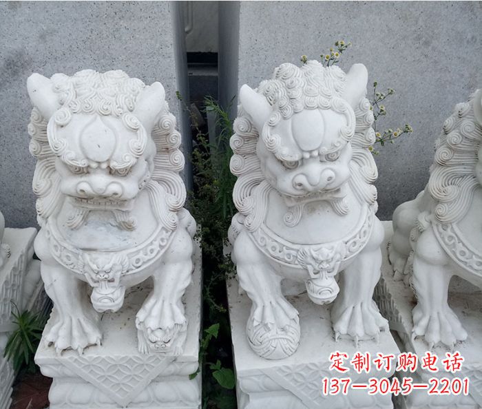 河南企业景观大理石狮子石雕 (5)