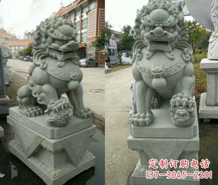 河南大理石狮子石雕——雕塑定制中的艺术精品