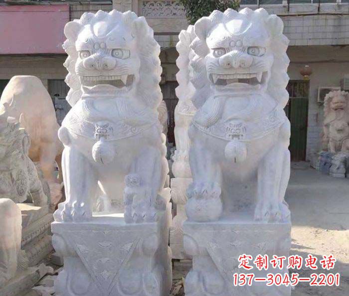 河南企业景观大理石狮子石雕