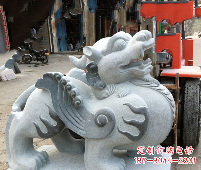 河南企业景观招财貔貅石雕 (2)