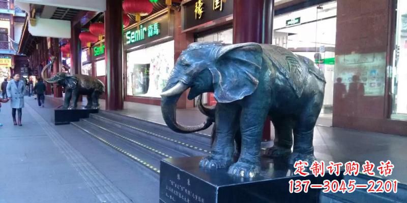 河南企业门口大象铜雕
