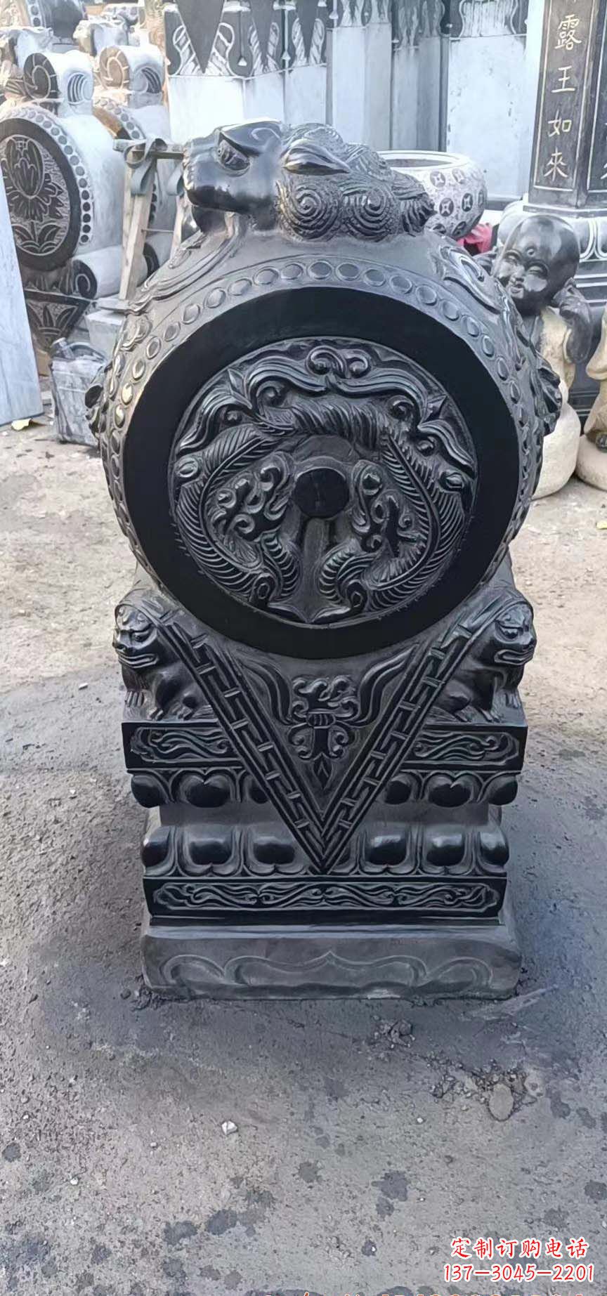河南门墩石雕,营造青石抱鼓石之美