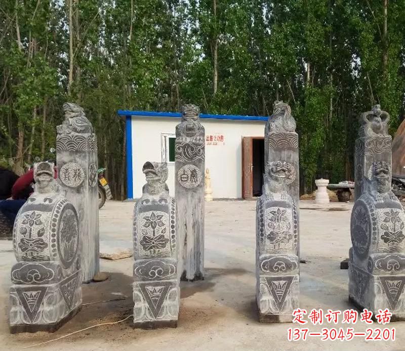 河南青石抱鼓石门墩雕塑