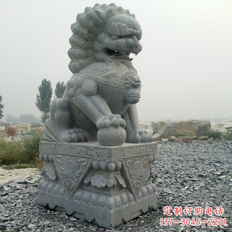 河南青石北京狮子雕塑,雕刻传承千古之魅力