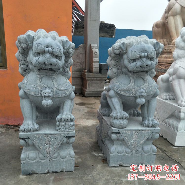 河南精美的青石北京小狮子雕塑