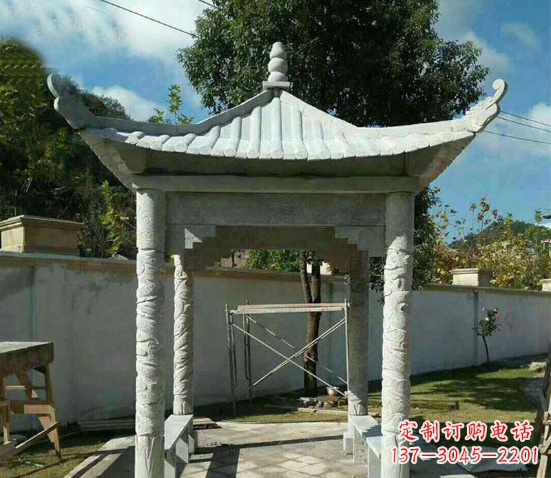 河南青石单层四角凉亭