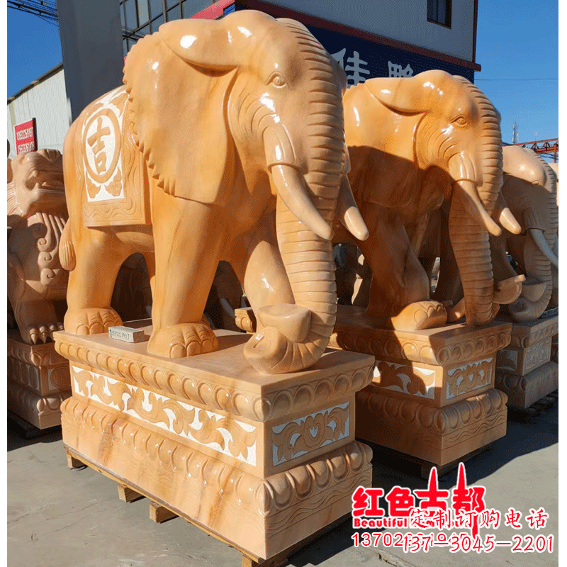 河南青石大象雕塑--专业定制,精美外观