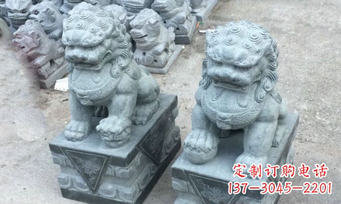 河南青石小狮子门口石雕,精美传统风格